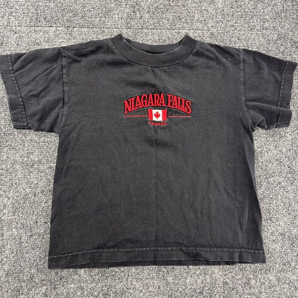 Vintage Niagara Falls Canada Embroidered T Shirt Kids Small Made USA Black